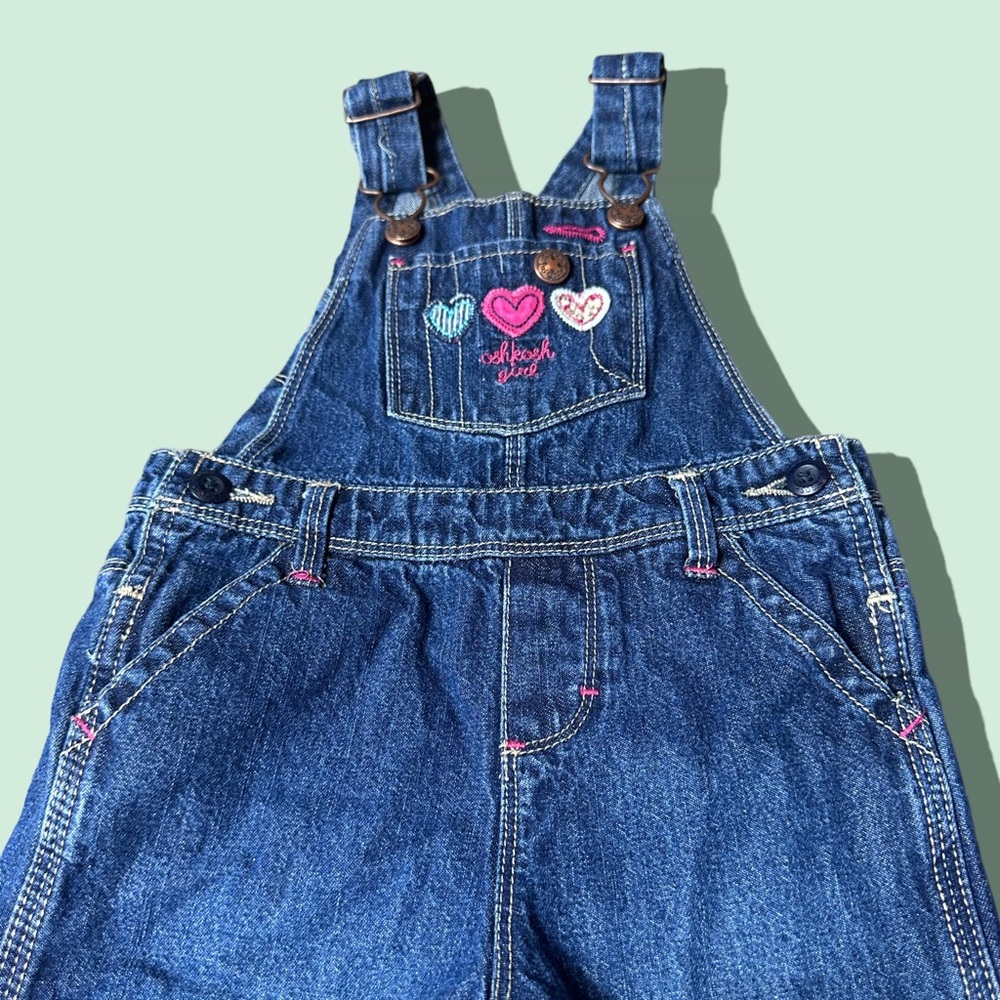 Baby OshKosh B'Gosh Denim Overalls with Heart Embroidery Size 12 Months